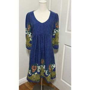 DILY Dress Womens Size Lg‎ Flower Power Hippie Bohemian Floral Dress - Pop Art